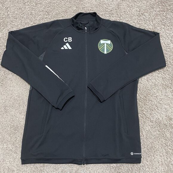adidas Portland Timbers Jacket Large Black Claudio Bravo Player Worn Full Zip - Picture 1 of 12